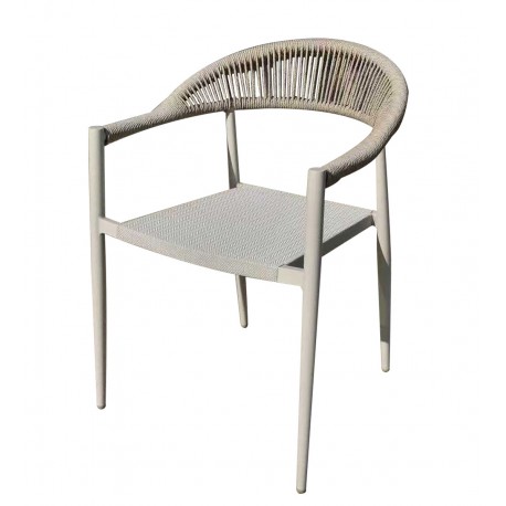 41023-261413 Πολυθρόνα Αλουμινίου Με Γκρί Textline Σχοινί