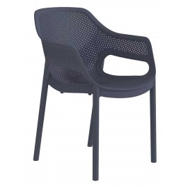 41030-261436 Dark Grey Στοιβαζόμενη Πολυθρόνα Πολυπροπυλένιου Με UV Προστασία