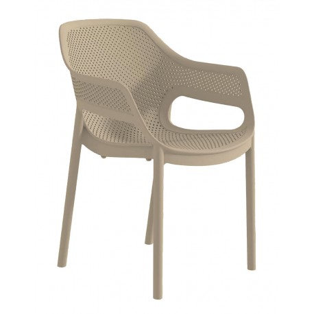 41031-261447 Taupe Στοιβαζόμενη Πολυθρόνα Πολυπροπυλένιου Με UV Προστασία