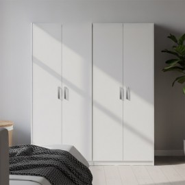 383-000188 Ντουλάπα τετράφυλλη Athos Ι pakoworld λευκή 160x42x180εκ