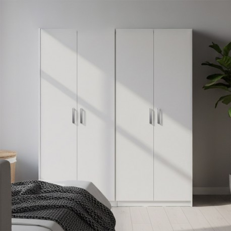 383-000188 Ντουλάπα τετράφυλλη Athos Ι pakoworld λευκή 160x42x180εκ