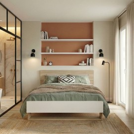 0041.GM74 Aria κρεβάτι διπλό 170x205x91εκ.  ( για στρώμα 160x200εκ. ) Natural Chestnut / Λευκό  Natural Chestnut / Λευκό  170x20