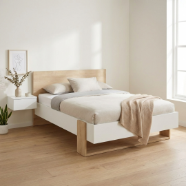 0041.GM75 Aria κρεβάτι μονό 100x205x91εκ. ( για στρώμα 90x200εκ. ) Natural Chestnut / Λευκό  Natural Chestnut / Λευκό  100x205εκ