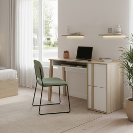 0111.GM83 Aria γραφείο 123x56x77εκ. Natural Chestnut / Λευκό