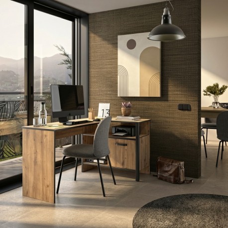 0111.GM66 Arsen γραφείο γωνιακό 136/99x48/88x73εκ. με ντουλάπι Artisan Oak / Μαύρο  Artisan Oak / Black 136/99x48/88εκ. Ύψος : 7