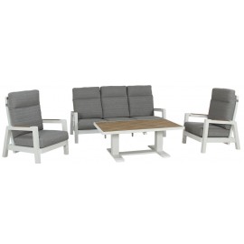 32885-23951 Καθιστικό Κήπου Αλουμινίου Σέτ 4 Τεμαχίων Με Μηχανισμό Αναδίπλωσης Πλάτης Στις Πολυθρόνες