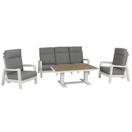 32885-23951 Καθιστικό Κήπου Αλουμινίου Σέτ 4 Τεμαχίων Με Μηχανισμό Αναδίπλωσης Πλάτης Στις Πολυθρόνες