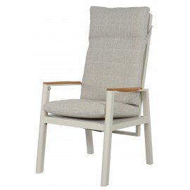 41118-261404-CH Πολυθρόνα Αλουμινίου Με Ξύλο Teak Στα Μπράτσα Και Μηχανισμό Αναδίπλωσης Στην Πλάτη Με Μαξιλάρι