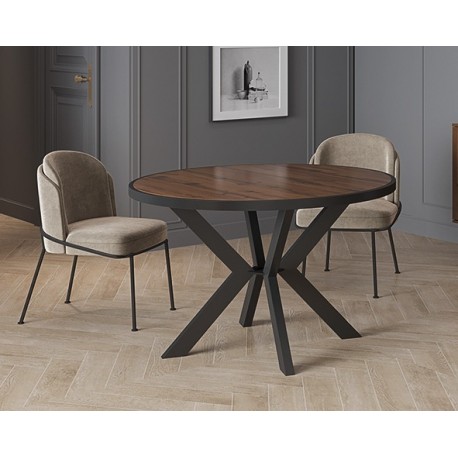 RL ΤΡΑΠΕΖΙ ΤΡΑΠΕΖΑΡΙΑΣ N15 ΞΥΛΙΝΟ ΚΑΡΥΔΙ ΜΕ ΜΑΥΡΑ ΜΕΤΑΛΛΙΚΑ ΠΟΔΙΑ Φ120Χ Υ77  ΕΚ