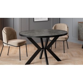 RL ΤΡΑΠΕΖΙ ΤΡΑΠΕΖΑΡΙΑΣ N15 ΞΥΛΙΝΟ ΜΑΡΜΑΡΟ ΓΚΡΙ ΜΕ ΜΑΥΡΑ ΜΕΤΑΛΛΙΚΑ ΠΟΔΙΑ Φ120Χ Υ77  ΕΚ