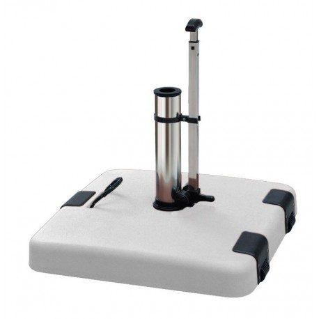 13851-LTH50-W Λευκή Τσιμεντένια Βάση Ομπρέλας 50Kgr , Με Λαβή Και Ρόδες