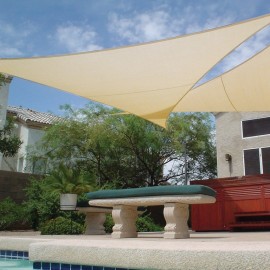 19681-155514 Εκρού Τριγωνικό Αδιάβροχο Πανί Σκίασης 350 x 350 x 350cm