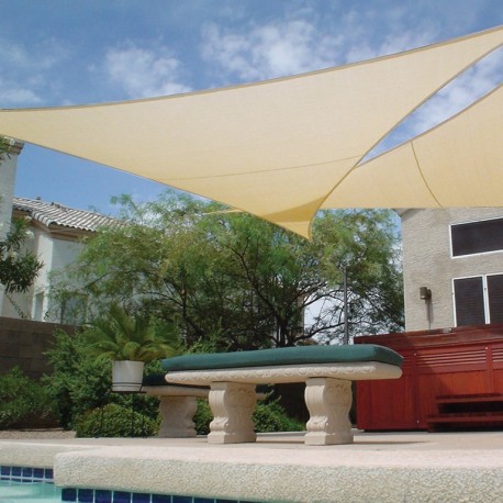 19681-155514 Εκρού Τριγωνικό Αδιάβροχο Πανί Σκίασης 350 x 350 x 350cm