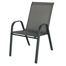 41041-26052-BLACK Μάυρη Μεταλλική Στοιβαζόμενη Πολυθρόνα Με Textilene Ύφασμα 55 x 73 x 92(h)cm