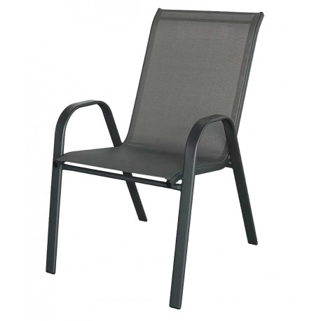 41041-26052-BLACK Μάυρη Μεταλλική Στοιβαζόμενη Πολυθρόνα Με Textilene Ύφασμα 55 x 73 x 92(h)cm