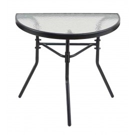 41043-26080-70-BLACK Τραπεζάκι τοίχου ημικύκλιο Με Τζάμι 70 x 40 x 70(h)cm