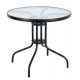 41044-26070-80-BLACK Στρογγυλό Μεταλλικό Τραπέζι Με Τζάμι 80 x 70(h)cm