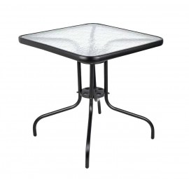 41045-26060-BLACK Τετράγωνο Μεταλλικό Τραπέζι Με Τζάμι 80 x 80 x 70(h)cm