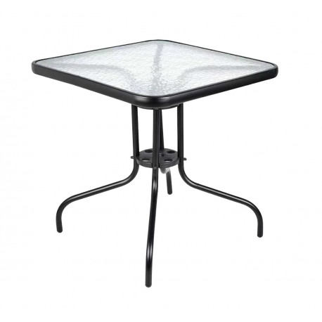41045-26060-BLACK Τετράγωνο Μεταλλικό Τραπέζι Με Τζάμι 80 x 80 x 70(h)cm