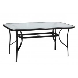 41051-26090-150-BLACK Μεταλλικό Παραλ/μο Τραπέζι Με Τζάμι 150 x 90 x 70(h)cm