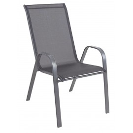 41062-26052 Γκρί Μεταλλική Στοιβαζόμενη Πολυθρόνα Με Textilene Ύφασμα 55 x 73 x 92(h)cm