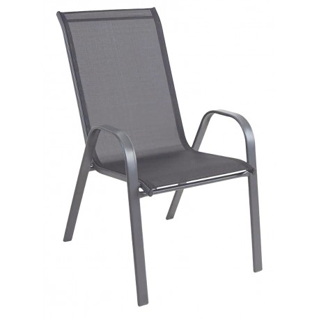 41062-26052 Γκρί Μεταλλική Στοιβαζόμενη Πολυθρόνα Με Textilene Ύφασμα 55 x 73 x 92(h)cm