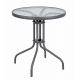 41066-26070-80-GREY Στρογγυλό Μεταλλικό Τραπέζι Με Τζάμι 80 x 70(h)cm