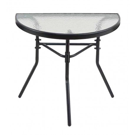 41071-26080-70-GREY Τραπεζάκι τοίχου ημικύκλιο Με Τζάμι 70 x 40 x 70(h)cm