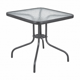 41073-26060-GREY Τετράγωνο Μεταλλικό Τραπέζι Με Τζάμι 80 x 80 x 70(h)cm