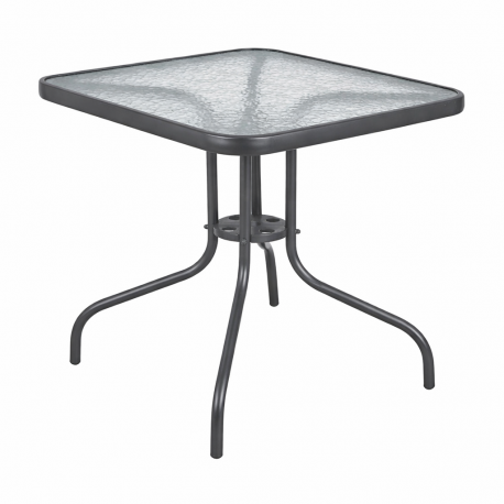 41073-26060-GREY Τετράγωνο Μεταλλικό Τραπέζι Με Τζάμι 80 x 80 x 70(h)cm