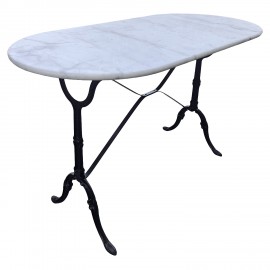 15430006 Τραπέζι Κήπου ArteLibre OVALIS Λευκό/Μαύρο Μάρμαρο/Μέταλλο 120x60x71cm Μαύρο/Λευκό