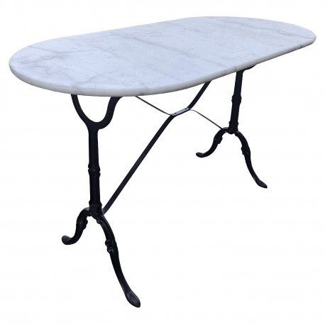 15430006 Τραπέζι Κήπου ArteLibre OVALIS Λευκό/Μαύρο Μάρμαρο/Μέταλλο 120x60x71cm Μαύρο/Λευκό