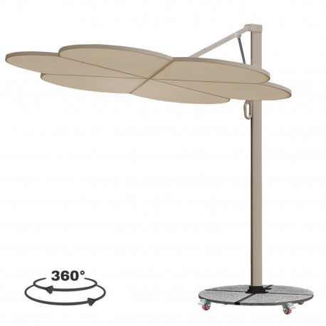 ΟΜΠΡΕΛΑ ΜΕ ΒΑΣΗ ΣΕΙΡΑ CANNOPY (flower) HM21286.01 ΑΛΟΥΜΙΝΙΟ-ΓΡΑΝΙΤΗΣ-ΜΟΛΥΒΙ ΧΡΩΜΑ 2,38x2,2μ