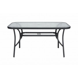 41075-26090-120-GREY Γκρί Μεταλλικό Παραλ/μο Τραπέζι Με Τζάμι 120 x 70 x 70(h)cm