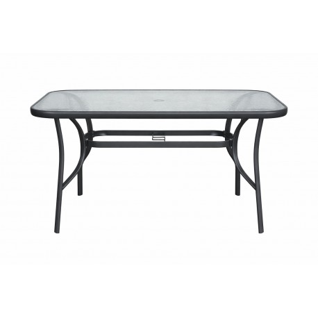 41076-26090-150-GREY Γκρί Μεταλλικό Παραλ/μο Τραπέζι Με Τζάμι 150 x 90 x 70(h)cm