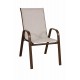 41115-21092-BROWN Καφέ Μεταλλική Στοιβαζόμενη Πολυθρόνα Με Εκρού Διάτρητο Ύφασμα 2x1 ,55 x 73x 92(h)cm