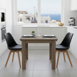 200-001192 Τραπεζαρία Manka Ι -Gaston pakoworld σετ 3τεμ σε sonoma truffle-μαύρη απόχρωση 80x80x77εκ