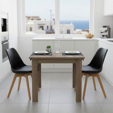 200-001192 Τραπεζαρία Manka Ι -Gaston pakoworld σετ 3τεμ σε sonoma truffle-μαύρη απόχρωση 80x80x77εκ