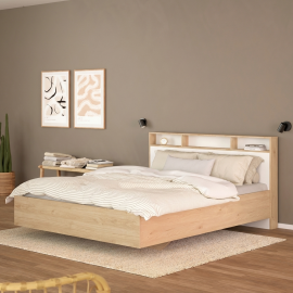 0041.TV51 Ikast κρεβάτι διπλό 169,8x216x97εκ. ( για στρώμα 160x200εκ. ) Jackson Hickory / Λευκό