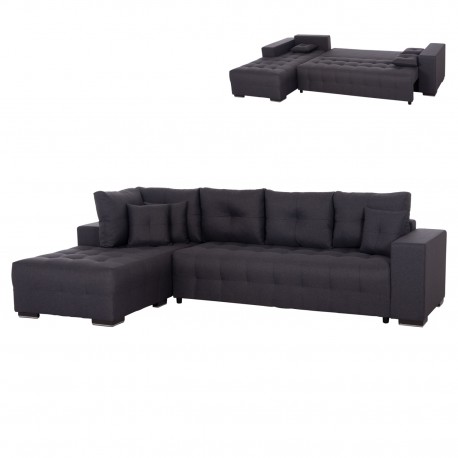 ΓΩΝΙΑΚΟΣ ΚΑΝΑΠΕΣ-ΚΡΕΒΑΤΙ ΜΕ ΑΠΟΘ.ΧΩΡΟ TRENDSTON HM3302.01L ΓΚΡΙ ΥΦΑΣΜΑ 298x177x95Υεκ