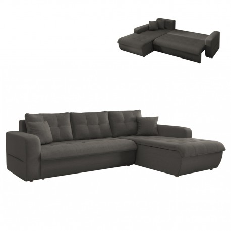 ΚΑΝΑΠΕΣ ΚΡΕΒΑΤΙ ΔΕΞΙΑ ΓΩΝΙΑ KANSO HM3338.01R ΓΚΡΙ ΥΦΑΣΜΑ 244x188x80Υεκ