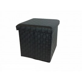 06510276 Σκαμπό Με Αποθηκευτικό Χώρο Μαύρο Δέρμα 38x38x38cm Μαύρο