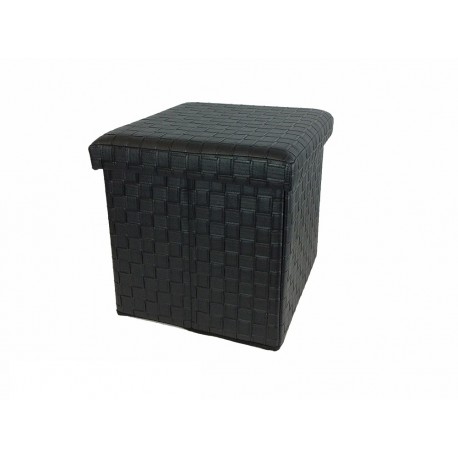 06510276 Σκαμπό Με Αποθηκευτικό Χώρο Μαύρο Δέρμα 38x38x38cm Μαύρο