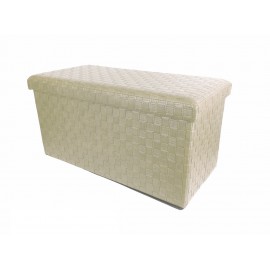 06510280 Σκαμπό Με Αποθηκευτικό Χώρο Μπεζ Δέρμα 76x38x38cm Μπεζ