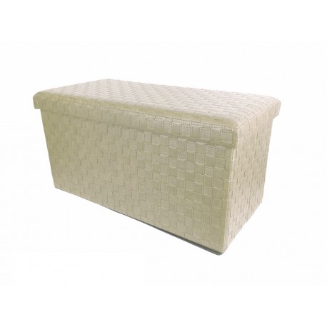 06510280 Σκαμπό Με Αποθηκευτικό Χώρο Μπεζ Δέρμα 76x38x38cm Μπεζ