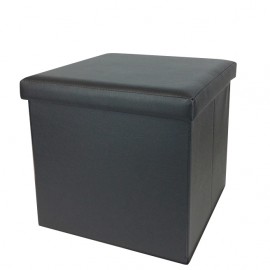 06510282 Σκαμπό Με Αποθηκευτικό Χώρο Μαύρο Δέρμα 38x38x38cm Μαύρο