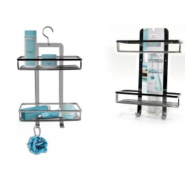 06510346 Εταζέρα 2 Ράφια Ασημί Μέταλλο 26x11x38cm