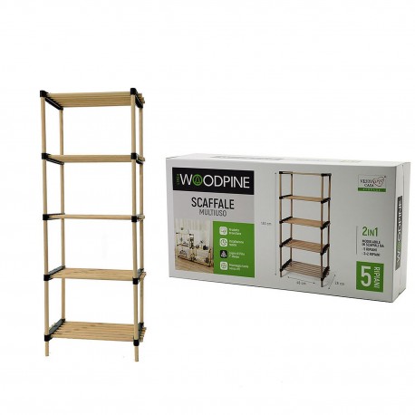 06511559 Ραφιέρα Επιδαπέδια Αρθρωτή Με 5/3+2 Ράφια Φυσικό Ξύλο 48x28x130cm Φυσικό