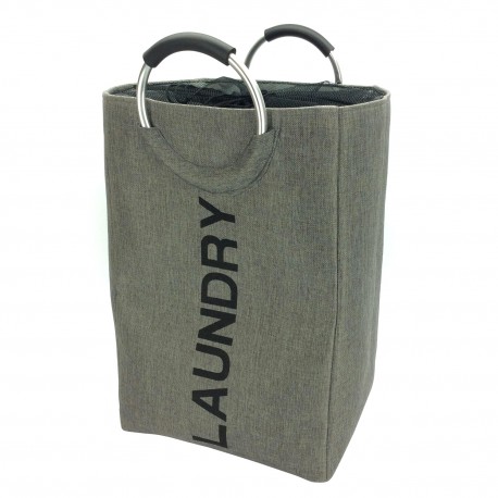 06511534 Καλάθι Απλύτων Με Χειρολαβές Γκρι Ύφασμα 36x30x55cm