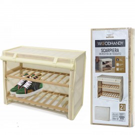 06512598 Παπουτσοθήκη WOODHANDY Beige/Ύφασμα/Ξύλο 63x27.5x49cm 2Τμχ